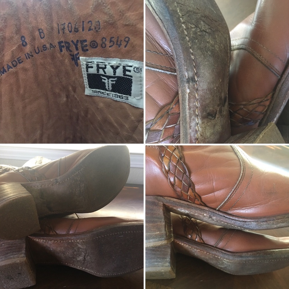 FRYE CAMPUS BOOTS USA MADE VINTAGE LEATHER BROWN!! - Picture 7 of 8